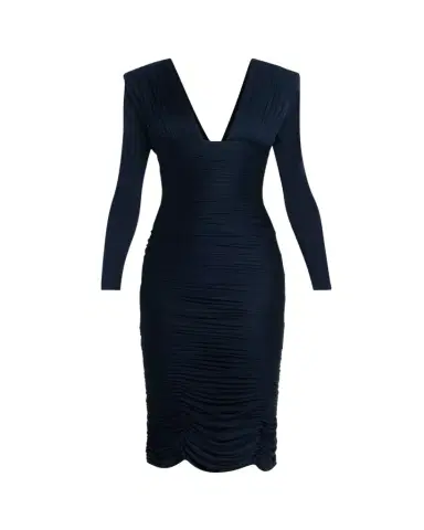 Versace Gathered Long-Sleeve Midi Dress | Thumbnail 1