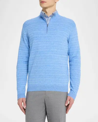 Peter Millar Men's Saratoga Stripe Quarter-Zip Sweater | Thumbnail 4 Peter Millar Men's Saratoga Stripe Quarter-Zip Sweater | Thumbnail 4