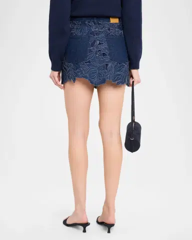 SIMKHAI Winnie Floral Denim Mini Skirt | Thumbnail 2 SIMKHAI Winnie Floral Denim Mini Skirt | Thumbnail 2