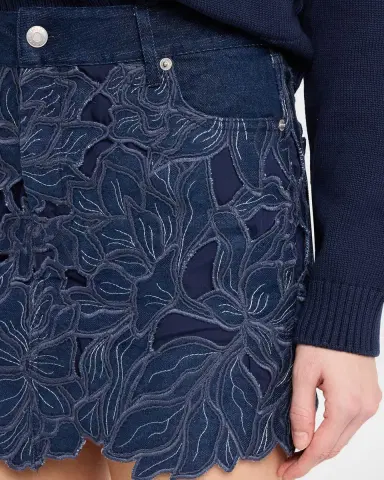 SIMKHAI Winnie Floral Denim Mini Skirt | Thumbnail 4 SIMKHAI Winnie Floral Denim Mini Skirt | Thumbnail 4