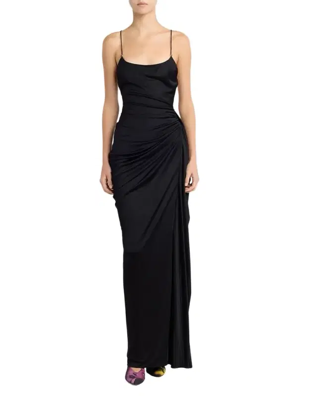 Draped Open-Back Gown