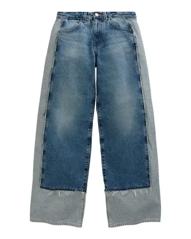 Adria Wide-Leg Colorblock Rigid Denim Jeans