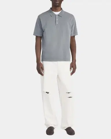 FRAME Men's Washed-Finish Cotton Polo Shirt | Thumbnail 2 FRAME Men's Washed-Finish Cotton Polo Shirt | Thumbnail 2