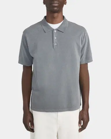 FRAME Men's Washed-Finish Cotton Polo Shirt | Thumbnail 4 FRAME Men's Washed-Finish Cotton Polo Shirt | Thumbnail 4