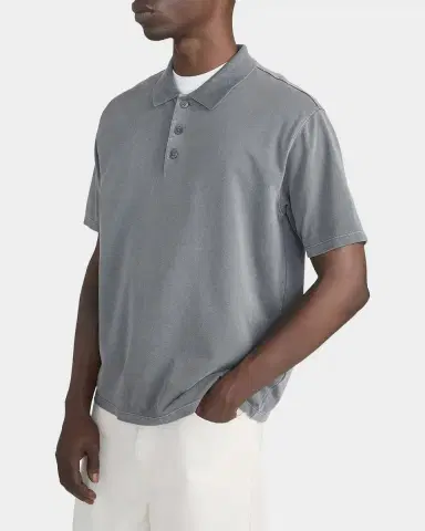 FRAME Men's Washed-Finish Cotton Polo Shirt | Thumbnail 7 FRAME Men's Washed-Finish Cotton Polo Shirt | Thumbnail 7