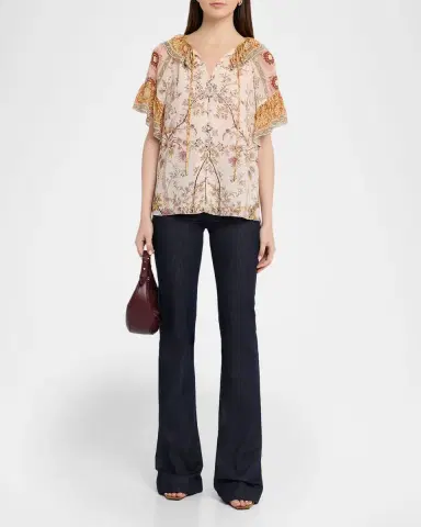 Kobi Halperin Verity V-Neck Ruffle Sleeve Blouse | Thumbnail 2 Kobi Halperin Verity V-Neck Ruffle Sleeve Blouse | Thumbnail 2