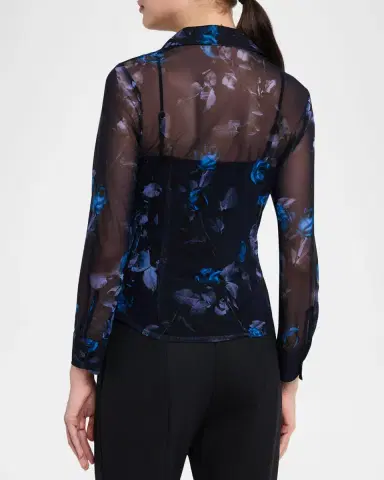 L'Agence Indiana Fitted Semi-Sheer Blouse | Thumbnail 3