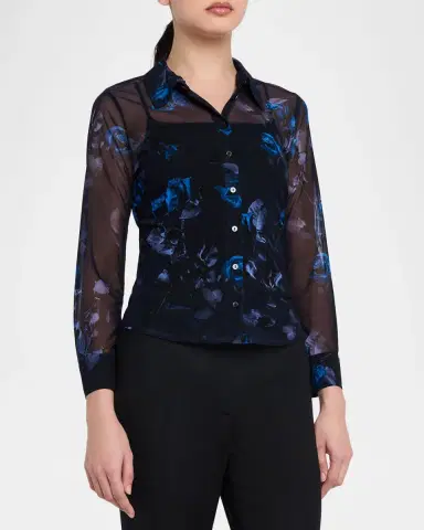 L'Agence Indiana Fitted Semi-Sheer Blouse | Thumbnail 4