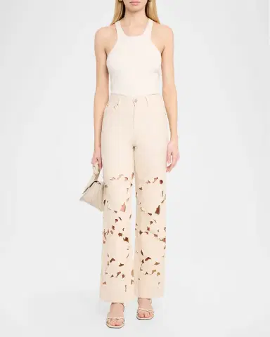 SIMKHAI Betty Embroidered Straight-Leg Jeans | Thumbnail 2 SIMKHAI Betty Embroidered Straight-Leg Jeans | Thumbnail 2