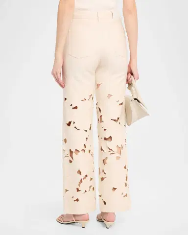 SIMKHAI Betty Embroidered Straight-Leg Jeans | Thumbnail 3 SIMKHAI Betty Embroidered Straight-Leg Jeans | Thumbnail 3