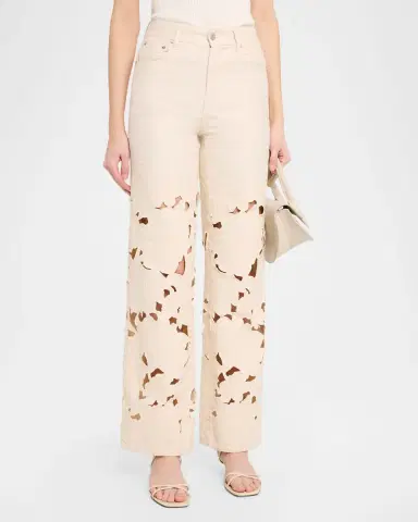 SIMKHAI Betty Embroidered Straight-Leg Jeans | Thumbnail 4 SIMKHAI Betty Embroidered Straight-Leg Jeans | Thumbnail 4