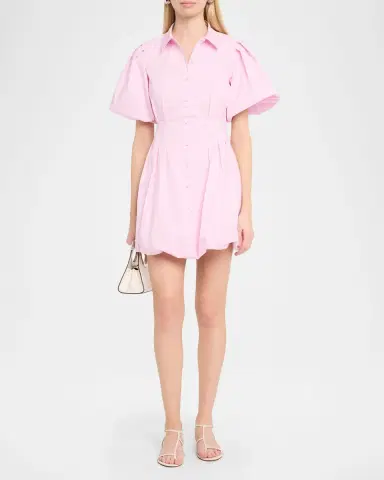 Simkhai Cleo Balloon Pintuck Poplin Mini Dress | Thumbnail 2