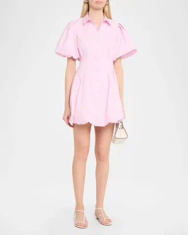 Simkhai Cleo Balloon Pintuck Poplin Mini Dress | Thumbnail 4