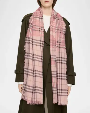 Burberry Wide EKD Check Wool Silk Scarf | Thumbnail 2 Burberry Wide EKD Check Wool Silk Scarf | Thumbnail 2