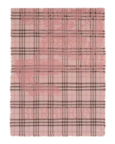 Burberry Wide EKD Check Wool Silk Scarf | Thumbnail 1 Burberry Wide EKD Check Wool Silk Scarf | Thumbnail 1