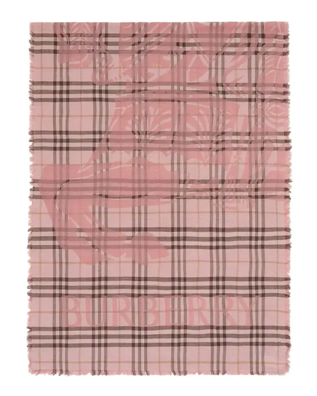 Burberry Wide EKD Check Wool Silk Scarf