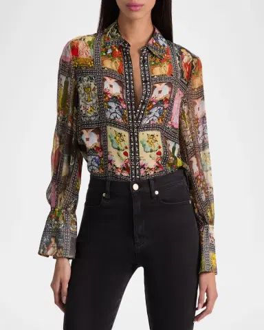 ALICE + OLIVIA Enchanted Tarot Wan Slit-Cuff Blouse | Thumbnail 4