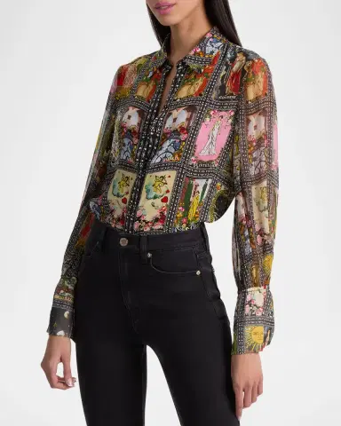 ALICE + OLIVIA Enchanted Tarot Wan Slit-Cuff Blouse | Thumbnail 5