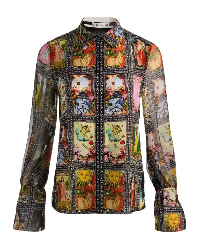 Enchanted Tarot Wan Slit-Cuff Blouse