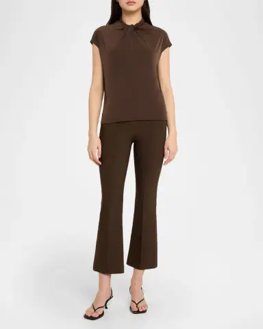 Vince Cap-Sleeve Twist-Front Jersey Top | Thumbnail 2
