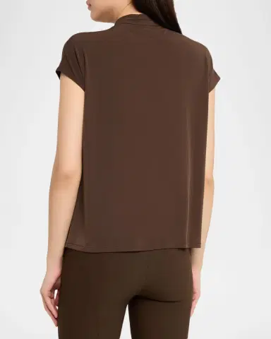 Vince Cap-Sleeve Twist-Front Jersey Top | Thumbnail 3