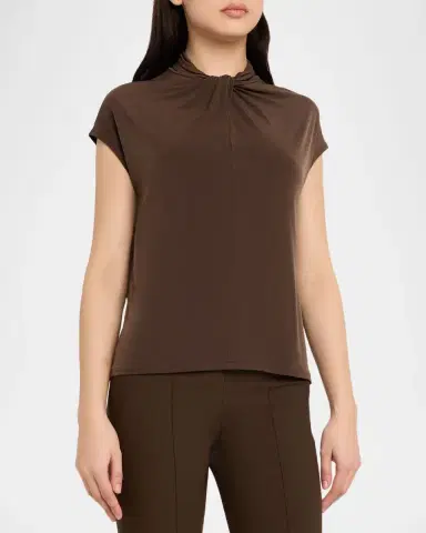 Vince Cap-Sleeve Twist-Front Jersey Top | Thumbnail 4