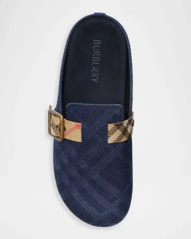 Burberry Check Denim Urchin Clogs | Thumbnail 5