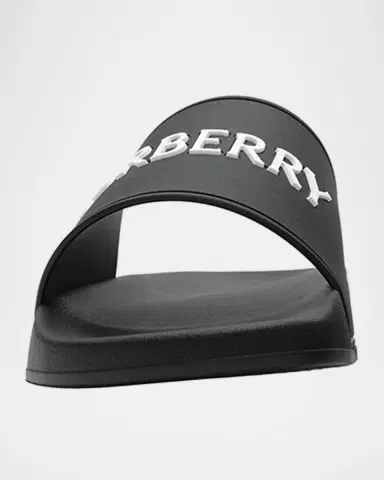 Burberry Men's Logo Contoured-Insole Slide Sandals | Thumbnail 2 Burberry Men's Logo Contoured-Insole Slide Sandals | Thumbnail 2