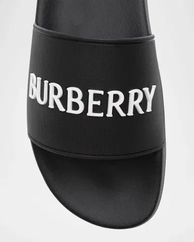 Burberry Men's Logo Contoured-Insole Slide Sandals | Thumbnail 4 Burberry Men's Logo Contoured-Insole Slide Sandals | Thumbnail 4