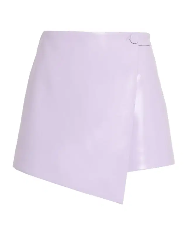 Stella Faux Leather Button Wrap Skort
