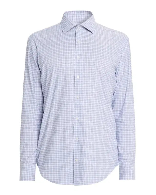 Peter Millar Men 's Phillip Performance Twill Check Sport Shirt