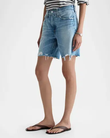 AG Jeans Billie Frayed-Hem Cotton Denim Shorts | Thumbnail 4 AG Jeans Billie Frayed-Hem Cotton Denim Shorts | Thumbnail 4