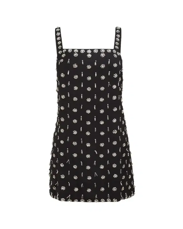 Dove Hand-Beaded Mini Shift Dress