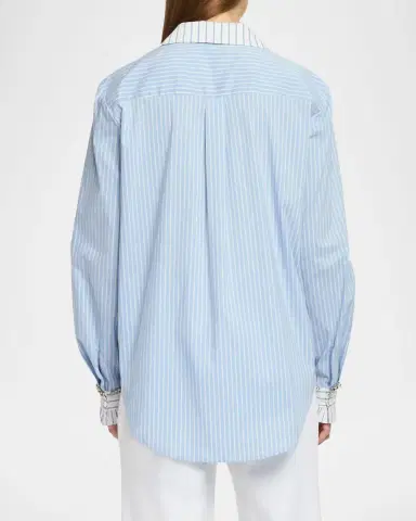 Cinq à Sept Dorsia Crystal-Embellished Pinstripe Button-Front Shirt | Thumbnail 2 Cinq à Sept Dorsia Crystal-Embellished Pinstripe Button-Front Shirt | Thumbnail 2