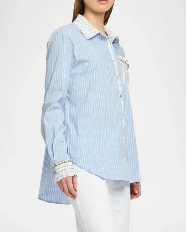 Cinq à Sept Dorsia Crystal-Embellished Pinstripe Button-Front Shirt | Thumbnail 3 Cinq à Sept Dorsia Crystal-Embellished Pinstripe Button-Front Shirt | Thumbnail 3