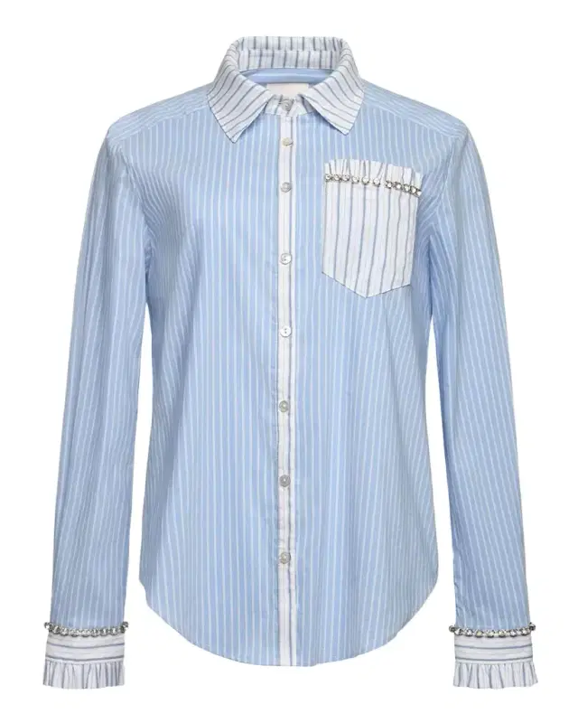 Cinq a Sept Dorsia Crystal-Embellished Pinstripe Button-Front Shirt