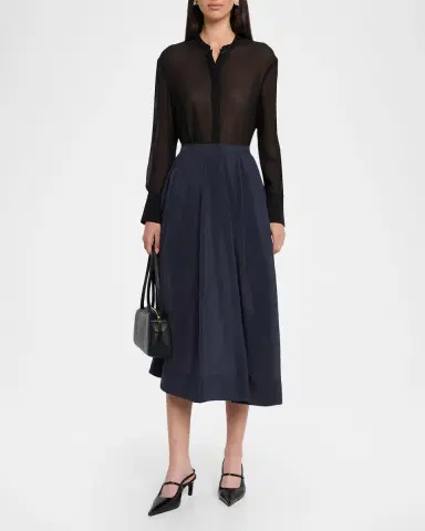 Emporio Armani Pleated High-Low Midi Skirt | Thumbnail 2 Emporio Armani Pleated High-Low Midi Skirt | Thumbnail 2