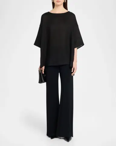 Eskandar Linen Sloped Shoulder Wide A-Line Scoop Neck Top - Mid Length | Thumbnail 2 Eskandar Linen Sloped Shoulder Wide A-Line Scoop Neck Top - Mid Length | Thumbnail 2