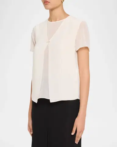 Emporio Armani Layered Sheer Georgette Top | Thumbnail 4 Emporio Armani Layered Sheer Georgette Top | Thumbnail 4