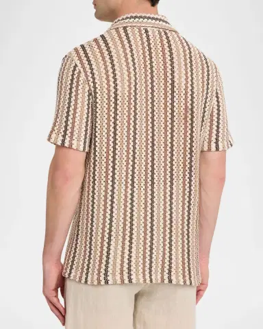 Vince Men's Beach Stripe Italian Cotton-Blend Shirt | Thumbnail 3 Vince Men's Beach Stripe Italian Cotton-Blend Shirt | Thumbnail 3