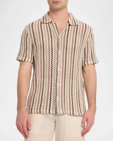 Vince Men's Beach Stripe Italian Cotton-Blend Shirt | Thumbnail 4 Vince Men's Beach Stripe Italian Cotton-Blend Shirt | Thumbnail 4