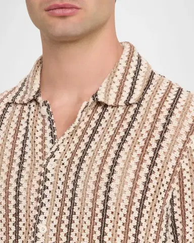 Vince Men's Beach Stripe Italian Cotton-Blend Shirt | Thumbnail 5 Vince Men's Beach Stripe Italian Cotton-Blend Shirt | Thumbnail 5