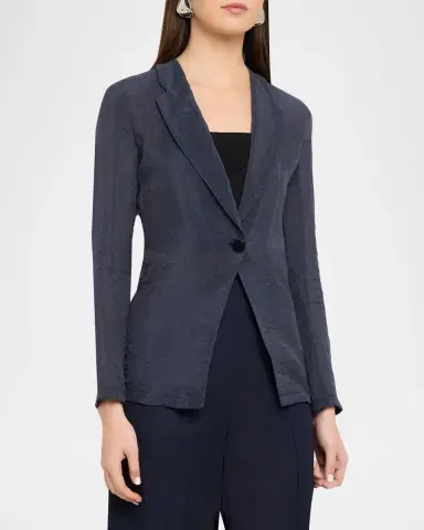 Emporio Armani Single-Button Technical Crepon Shirt Jacket | Thumbnail 4 Emporio Armani Single-Button Technical Crepon Shirt Jacket | Thumbnail 4