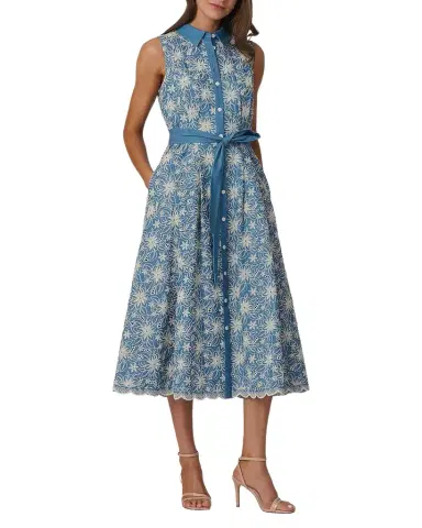 Shoshanna Kendra Floral-Embroidered Cotton Midi Dress | Thumbnail 1