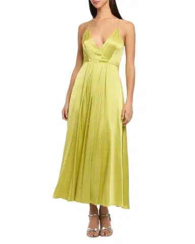 Cinq à Sept Galina Sleeveless Pleated Satin Midi Dress | Thumbnail 1 Cinq à Sept Galina Sleeveless Pleated Satin Midi Dress | Thumbnail 1