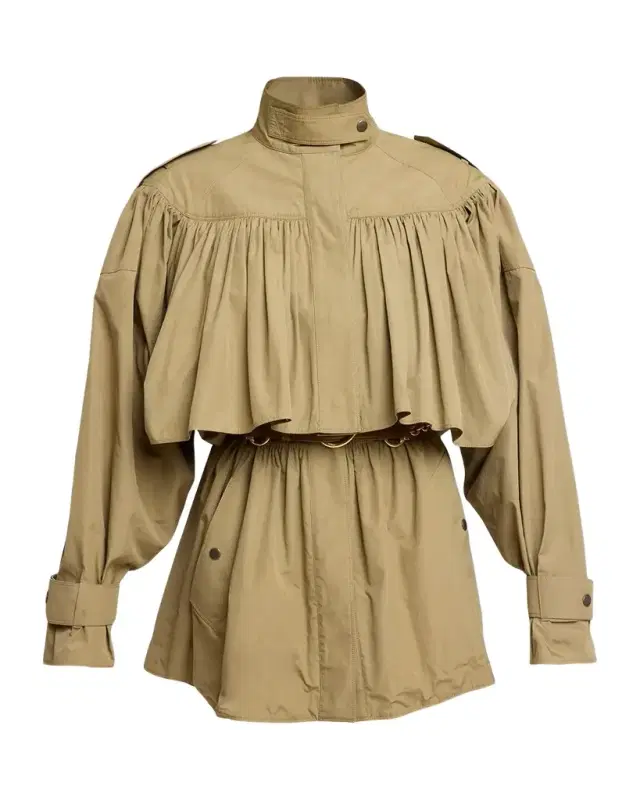 Chloe Gathered Ruffle Short Trench Coat