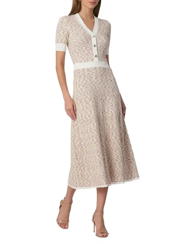 Alison Melange Tweed-Knit Midi Dress