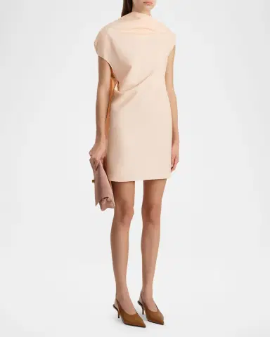 Khaite Tatia Draped Cotton Cap-Sleeve Mini Dress | Thumbnail 2