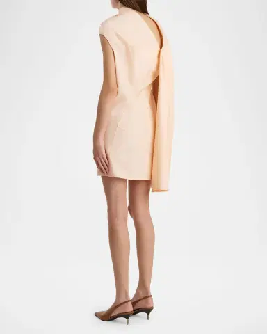 Khaite Tatia Draped Cotton Cap-Sleeve Mini Dress | Thumbnail 3