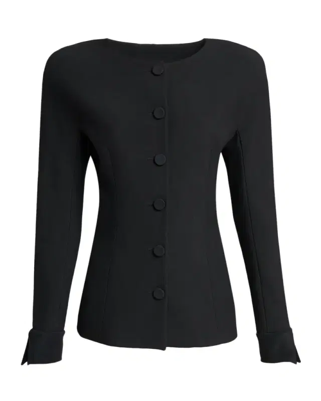 Jewel-Neck Tailored Wool Jacket